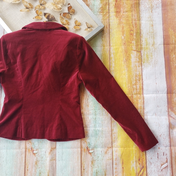 Modcloth Maroon Velvet Executive BlazerS - Picture 7 of 8